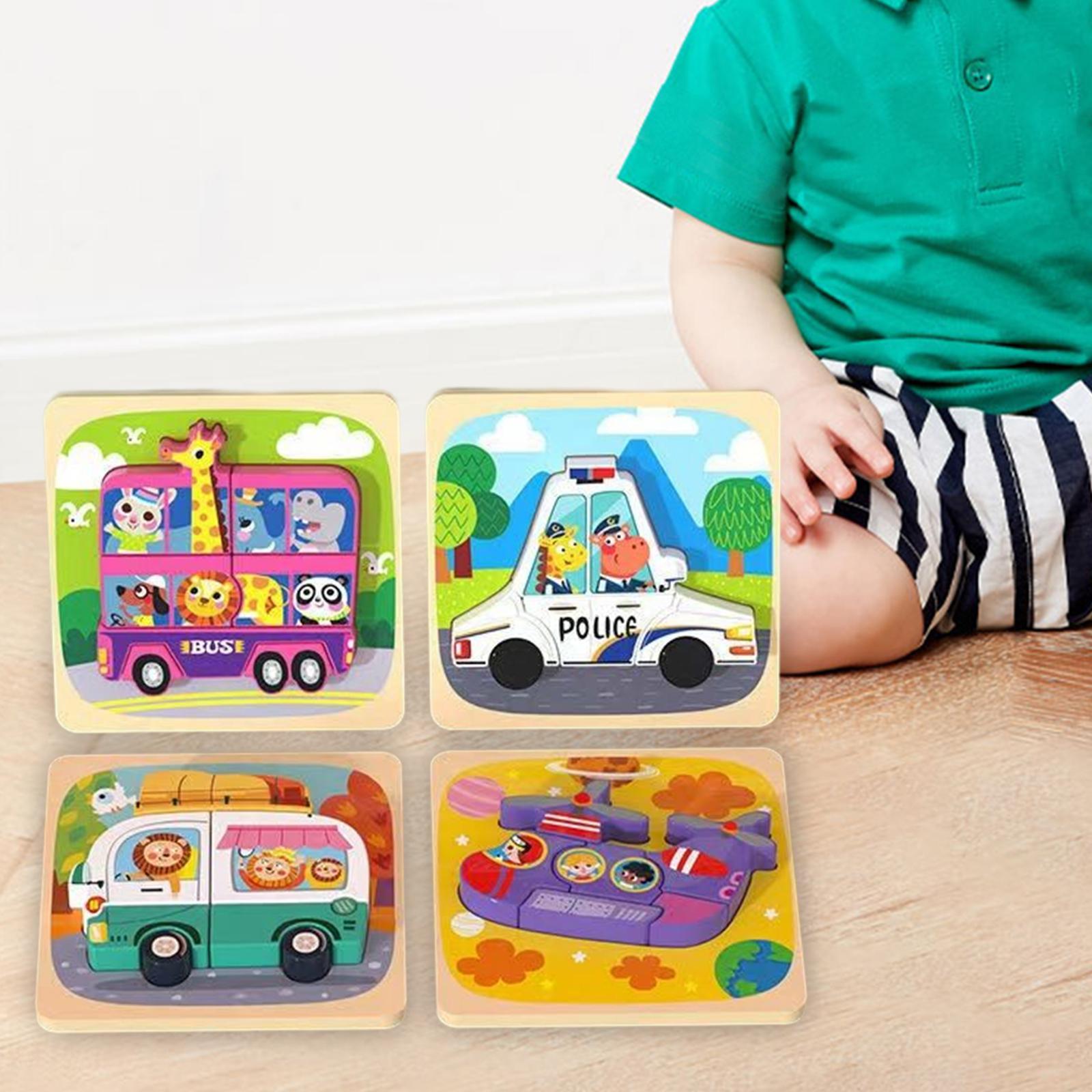 4Pcs Montessori Wooden Puzzle Toy Educational Sensory Learning Toy for Girls