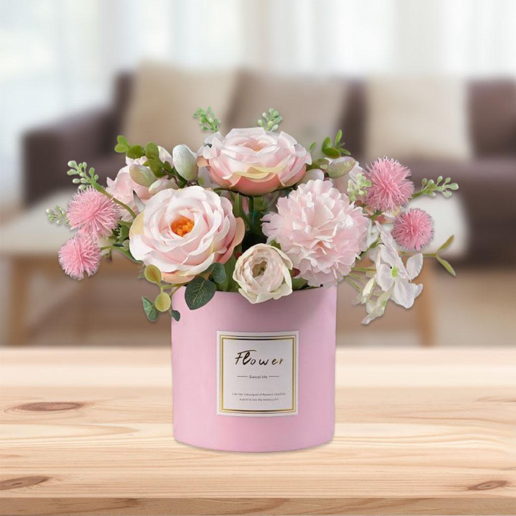 Artificial Flower Plants False Faux Fake Flowers in Vase Decorative with Pot Garden Home Office Table Party Decor
