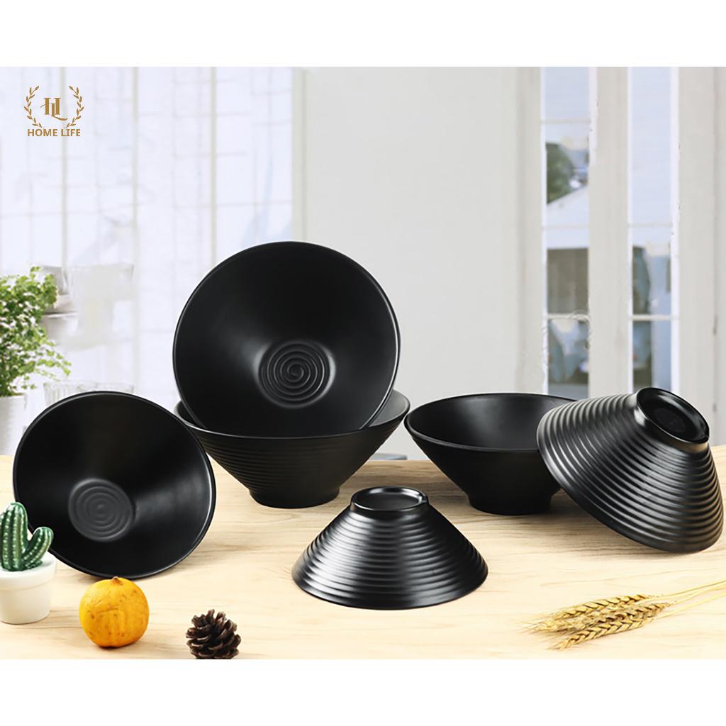 Tô loe đen | Bát Melamine đen nhám hàng nhập khẩu | Tô loe chuyên dụng cho nhà hàng cao cấp Melamine A5 | BÁT ĐỰNG CHÈ