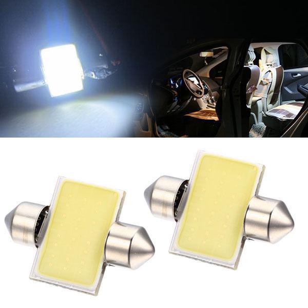 2x2pcs White 31mm 12smd COB LED Bulb Festoon Lamp for Car Dome Map Lights