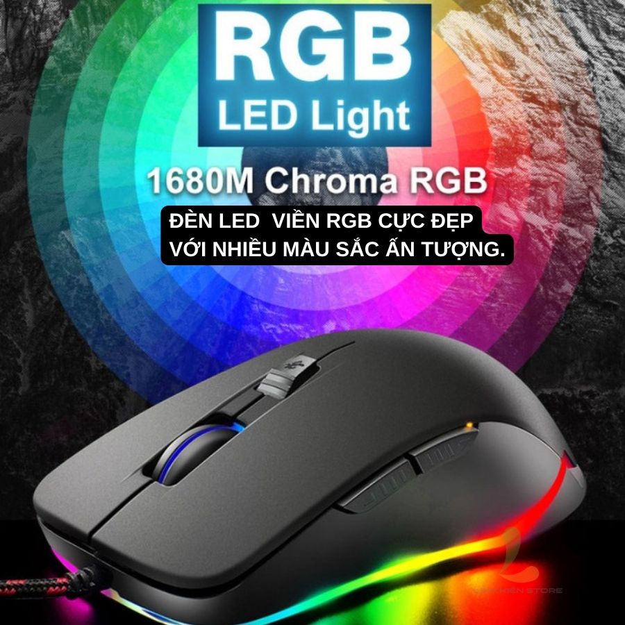 Chuột gaming máy tính Ziyoulang V6 - Chuột chơi game có dây tích hợp đèn Led RGB nhiều chế độ đổi màu khác nhau ấn tượng - Hàng nhập khẩu