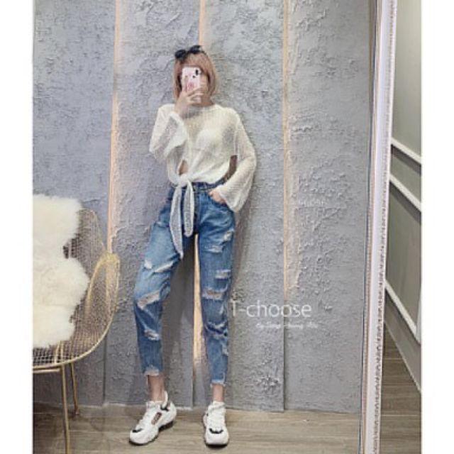 Quần baggy viền dây kéo, thêu chữ, hình thật treo sào