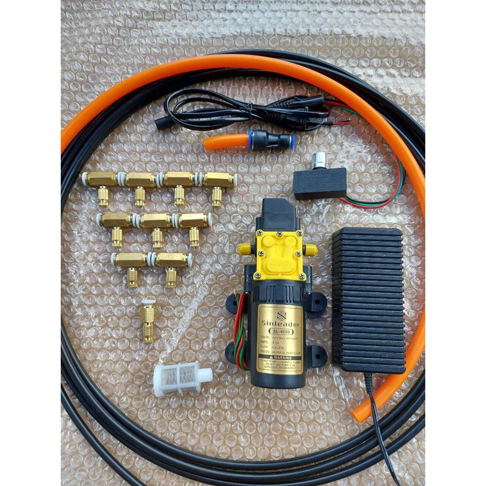 Bộ phun sương tưới lan tự động Bơm đơn SInleader kèm ngồn 10 béc đồng 15M dây phun sương 1M dây hút lọc rác kèm chiếc áp