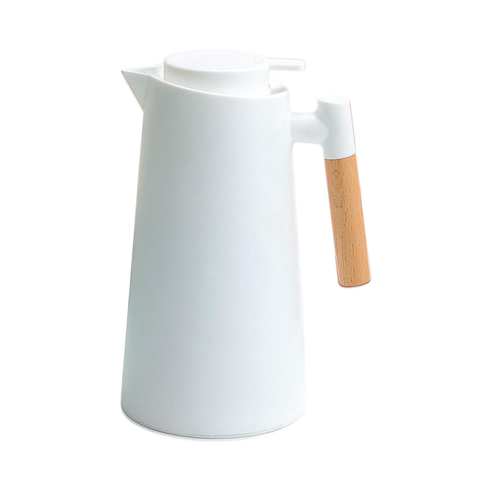 1L Thermal Coffee Carafe Double Wall Vacuum Coffee Pot Tea Carafe Thermos Pot Wood Handle Water Kettle Insulated Flask