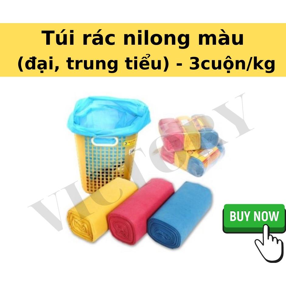 TÚI ĐỰNG RÁC, BAO ĐỰNG RÁC NI LONG MÀU (ĐẠI, TRUNG, TIỂU) 3 CUỘN/KG