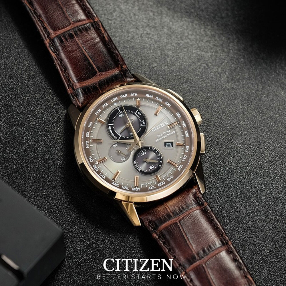 Đồng Hồ Nam Citizen Dây Da AT8113-12H - Mặt Xám (Sapphire)