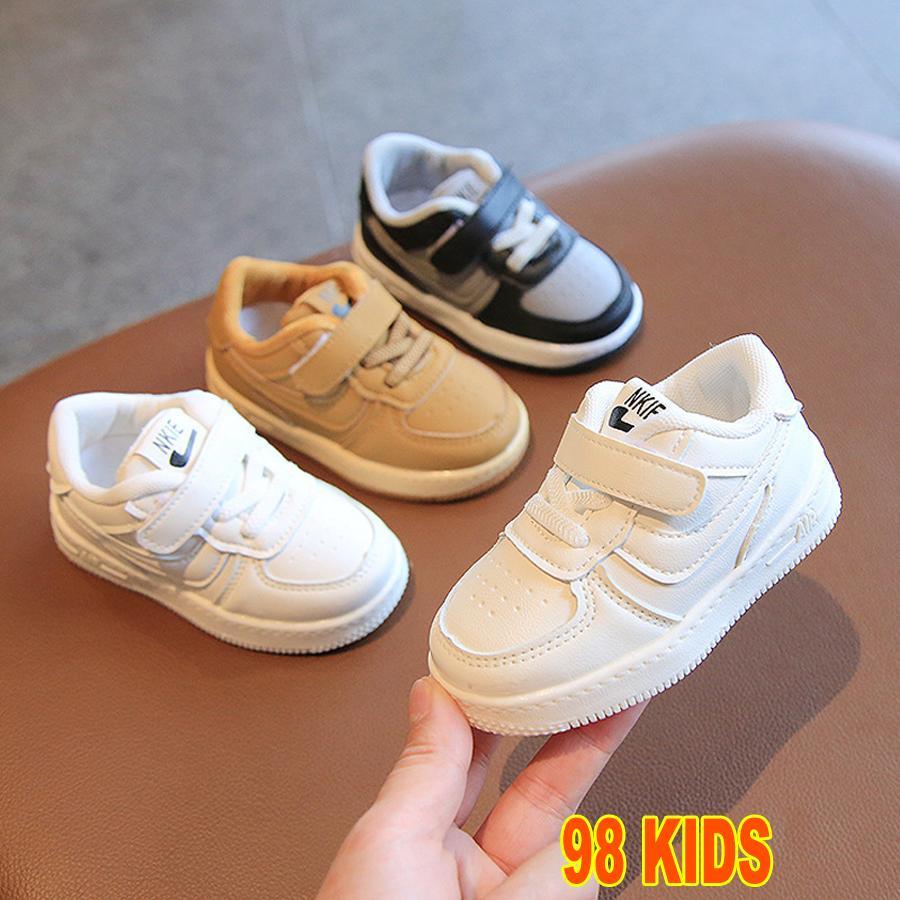 Giày Sneaker đế mềm giày thể thao cho bé màu trơn quai dán thời trang cho trẻ em
