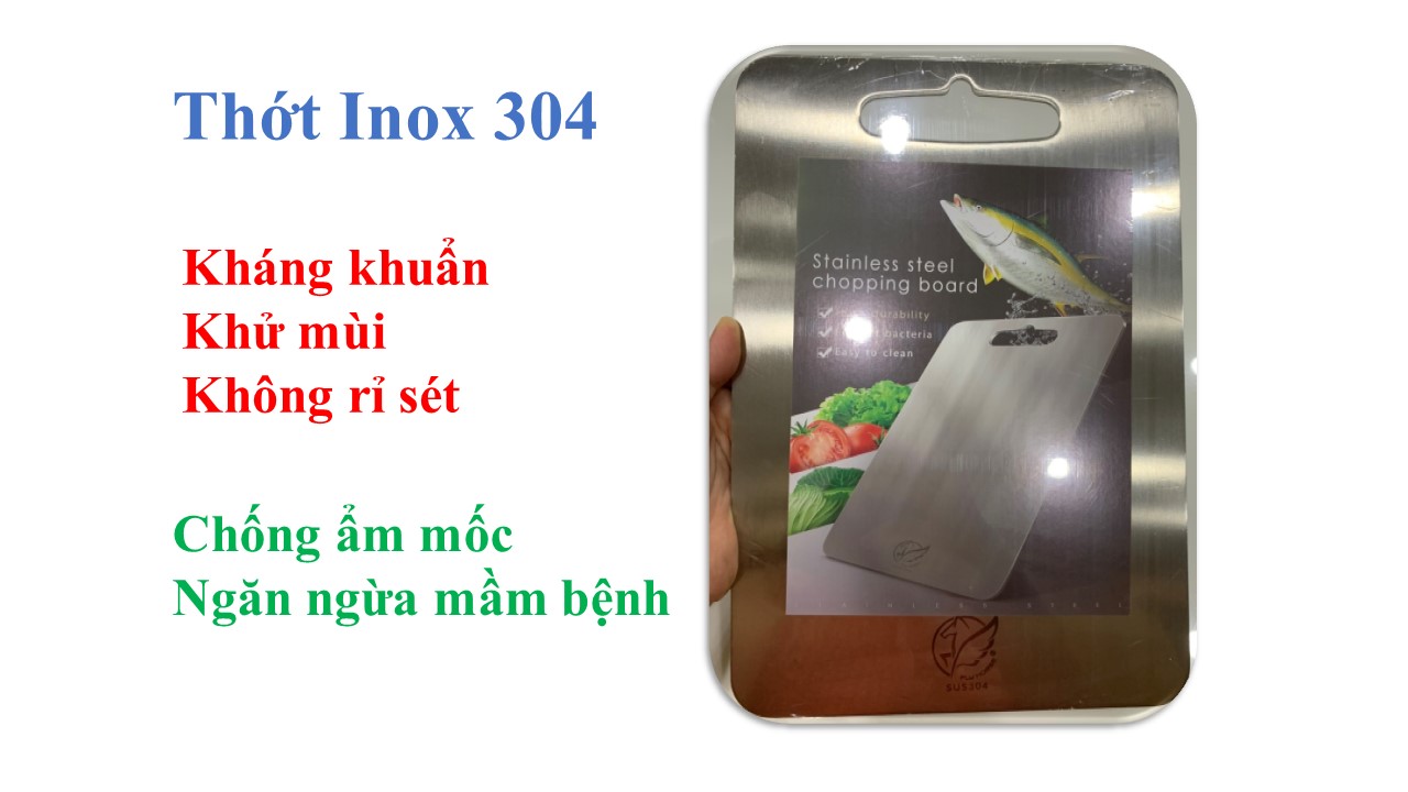 THỚT INOX 304 KHÁNG KHUẨN CAO CẤP FLY HORSE (Chống ẩm mốc độc hại, vệ sinh dễ dàng, không tạo mùn gỗ, an toàn cho sức khỏe)