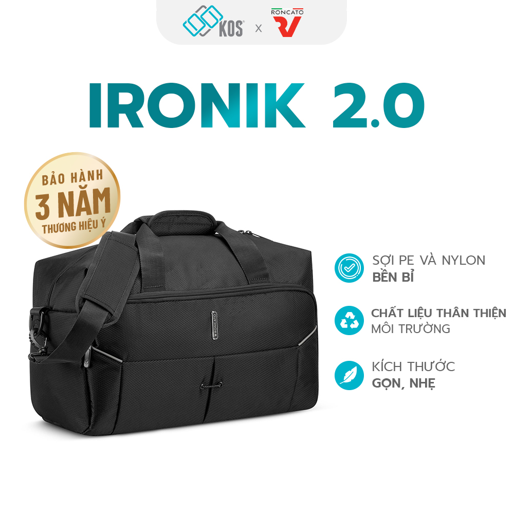 Túi trống RONCATO IRONIK 2.0 RYANAIR CABIN BAG, Vải chống thấm nước, thương hiệu Ý