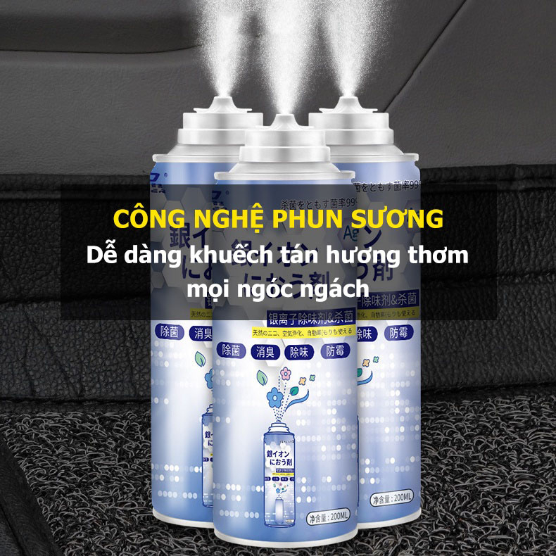 Xịt Khử Mùi Ion Bạc Công Nghệ Nhật Bản Khử Mùi Ô Tô, Tủ Quần Áo, Diệt Khuẩn Và Thanh Lọc Không Khí-200ML