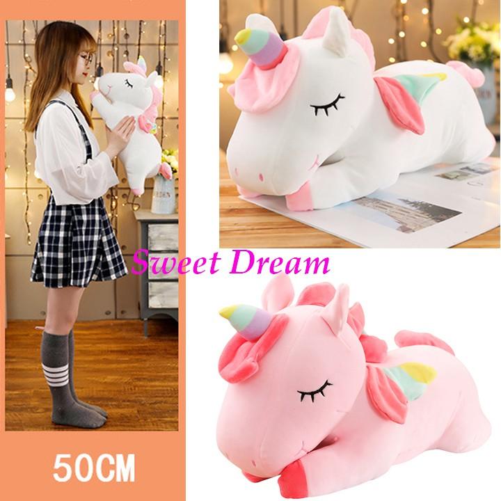 Gấu bông hình kỳ lân đáng yêu thú nhồi bông unicorn ngựa 1 sừng làm quà tặng siêu cưng (50cm