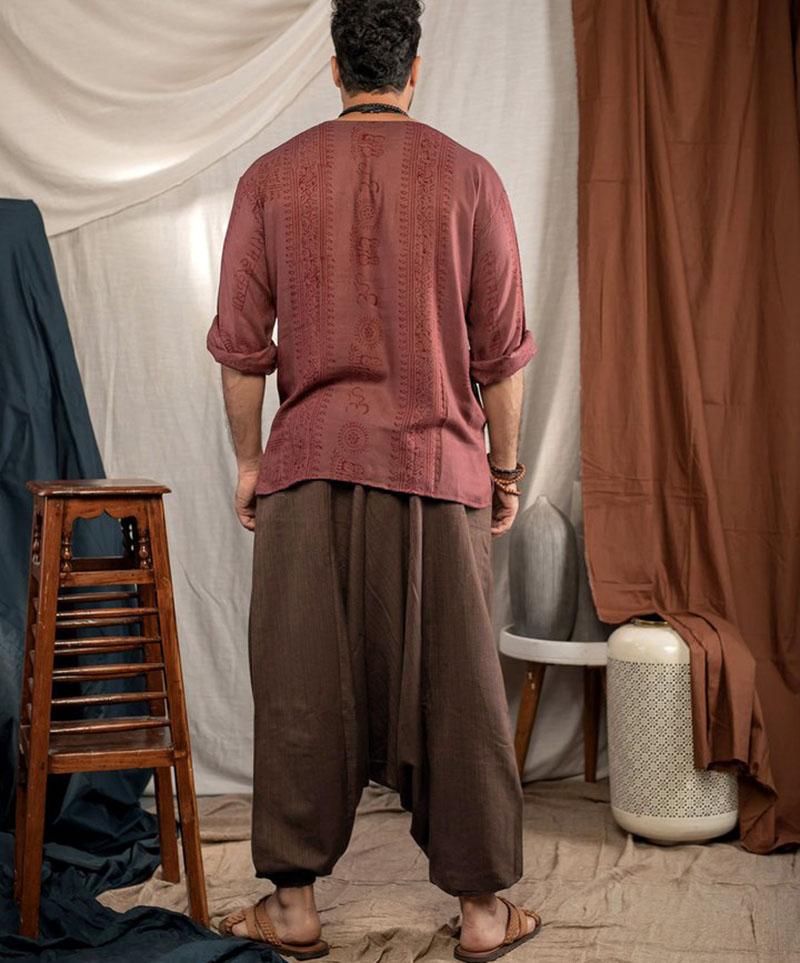 Nam Nữ Hậu Cung Tập Yoga Quần Baggy Giản Đời Boho Quần Suông Ống Rộng Đi Biển Bộ Thun Quần Có Túi