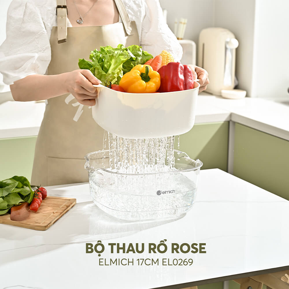 Bộ thau rổ Rose Elmich 17cm EL0269