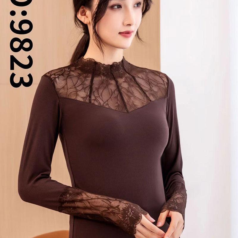 Chữ V Gợi Cảm Quần Lót Mỏng Nữ Ấm Áp Nỉ Nữ Thời Trang Cơ Thể Feminino Cơ Bản Áo Nữ Nhiệt Quần Áo