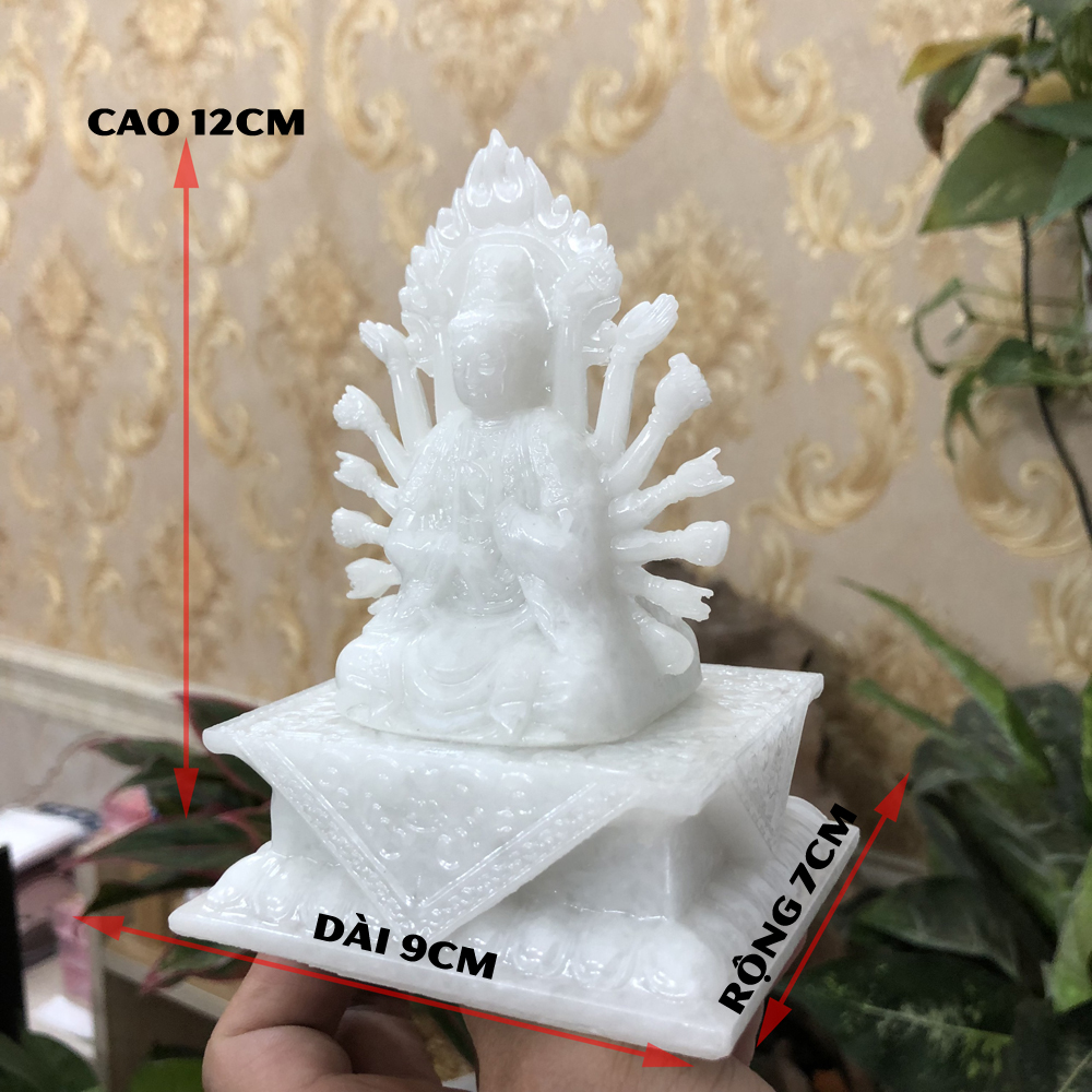 Tượng đá phật bà quan âm nghìn mắt nghìn tay - đá non nước - cao 12cm