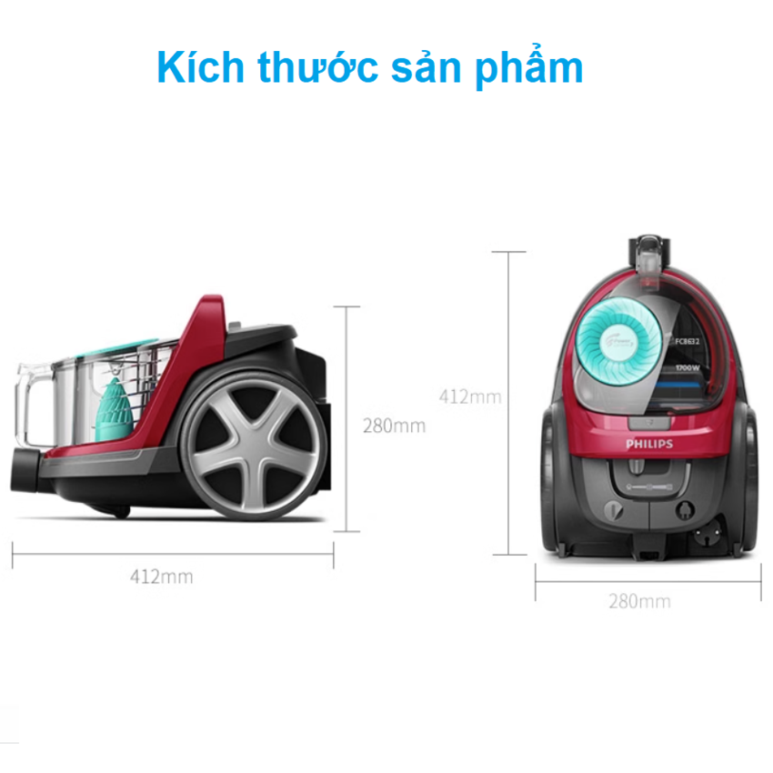 Máy hút bụi Philips PowerPro Active FC8632 Serial 5000 công suất 1700W - Hàng Nhập Khẩu