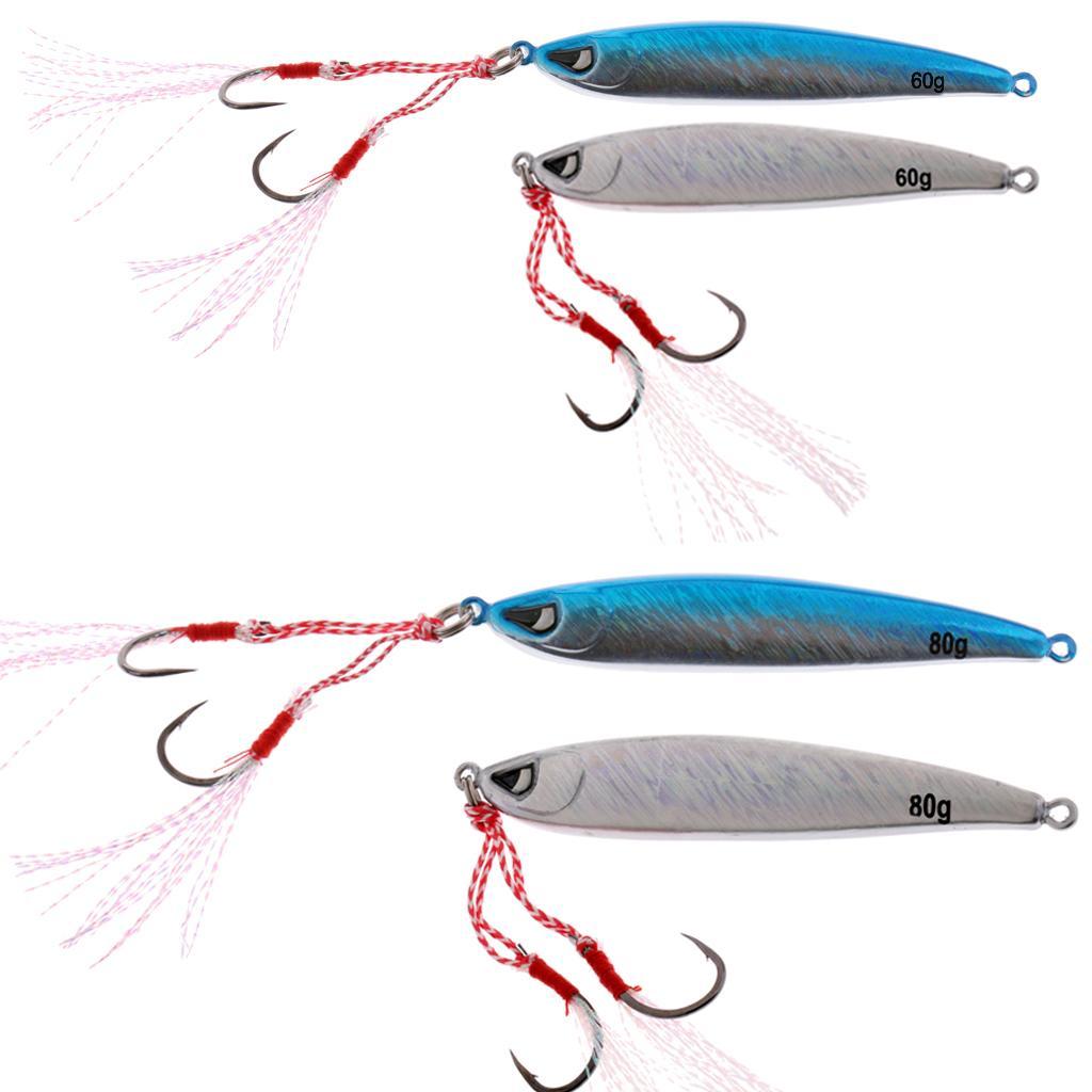 4Pc Fishing Lure Lead Fish Metal Jigging Wobbler Crankbaits Baits 60g 80g Multi-Color