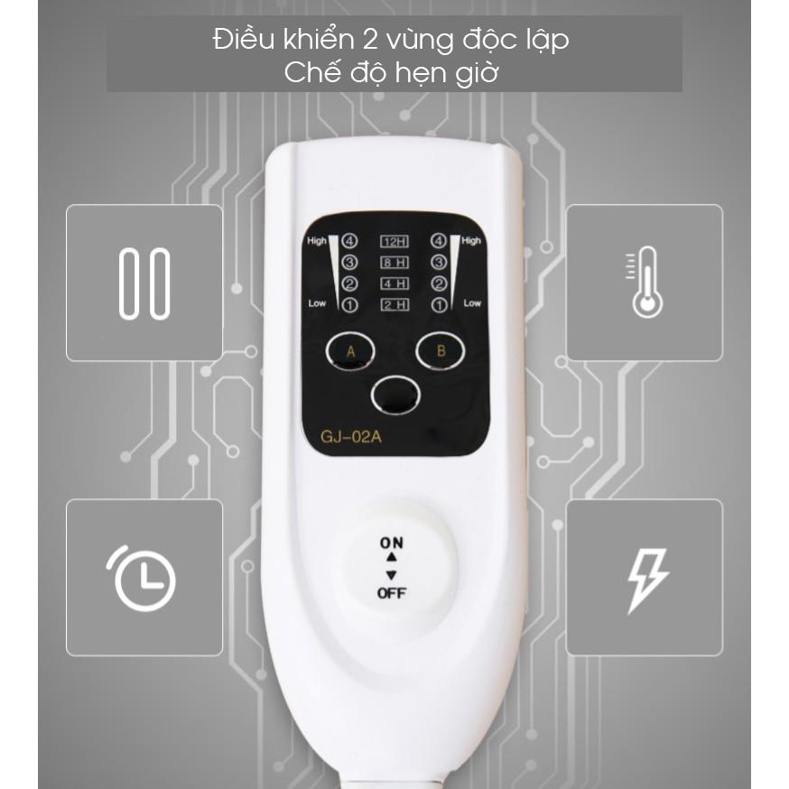 Chăn sưởi điện Apajia 2 vùng nóng độc lập 2m x 1m8
