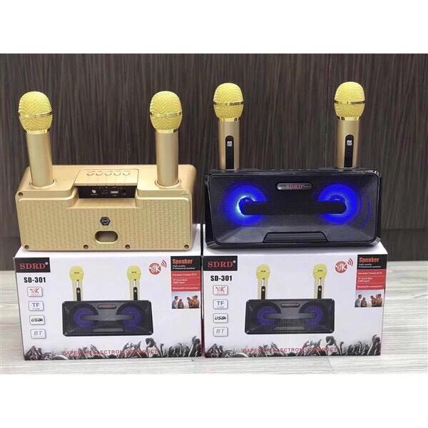Loa karaoke mini SD-301 kèm 2 micro sang trọng - hát karaoke, phát livetream - thiết kế sắc xảo - bền bỉ