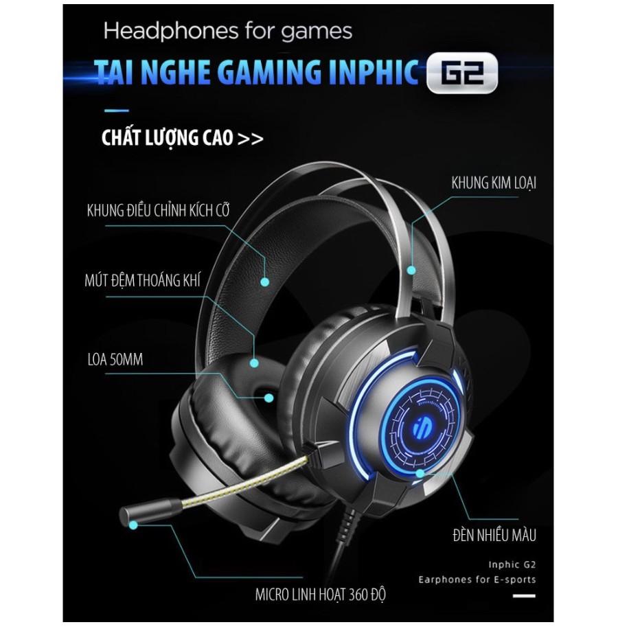 Tai Nghe chụp tai âm thanh nổi 7.1 siêu bass Gaming Inphic G2 tích hợp micro đàm thoại