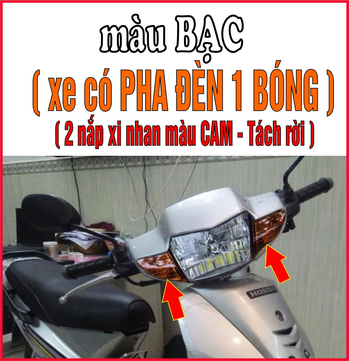 Bộ vỏ nhựa màu BẠC cho xe Wave 110 - Wave Thái - Wave Zx đời 1997 đến 2006- TKB-664