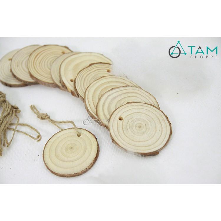 Combo 10 Lát gỗ mini trang trí Đk 5cm số 03