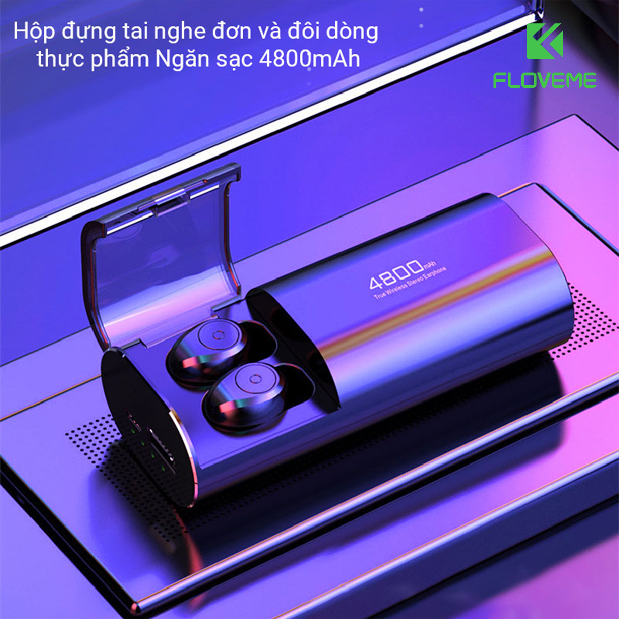 Tai nghe bluetooth FLOVEME S11 – Âm thanh HIFI chất lượng sống động – Kiêm sạc dự phòng với pin khủng 4800mAh sử dụng liên tục tới 7h - Kiểu dáng sang trọng - Hàng Chính Hãng