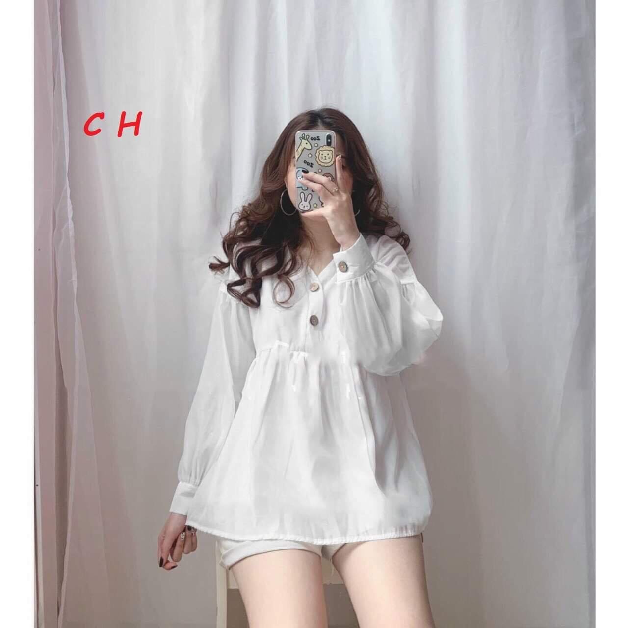 Áo Babydoll Dáng Thụng Siêu Đẹp Cúc Ngực