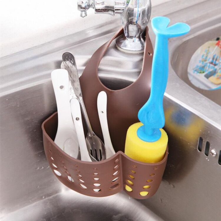 Bộ 2 Giỏ nhựa treo bồn rửa chén - tặng kèm miếng rửa chén Silicon