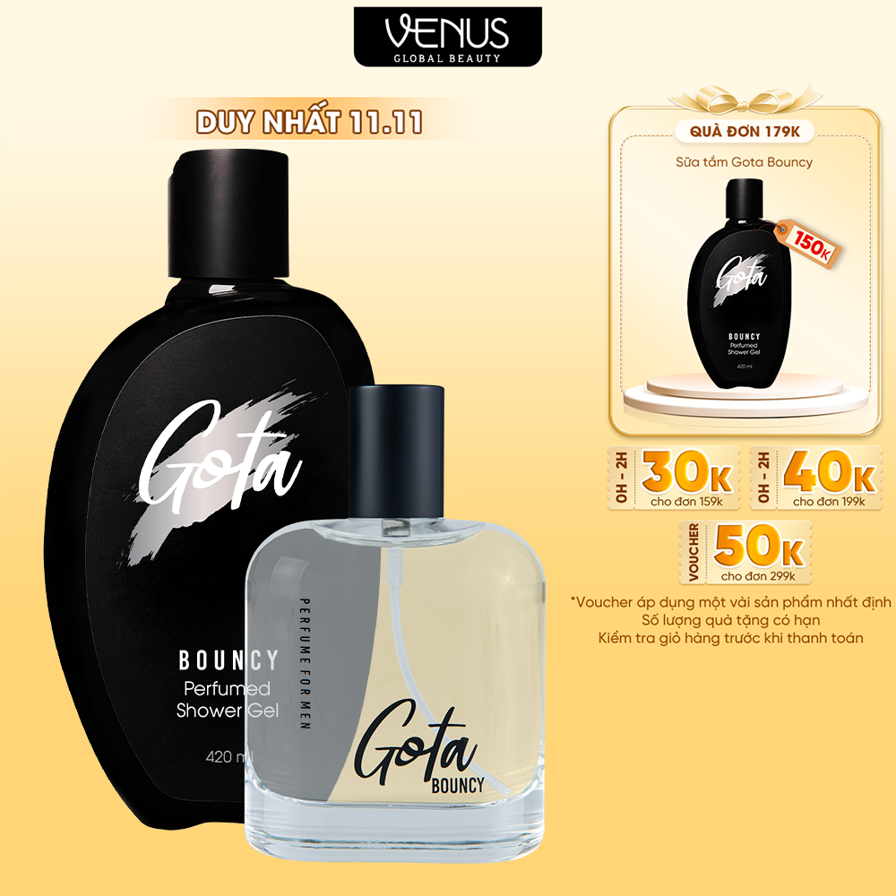 Bộ Đôi Nước Hoa Và Sữa Tắm Nam Gota Bouncy Chính Hãng: Nước Hoa Nam
100ml + Sữa Tắm Nam 420ml
