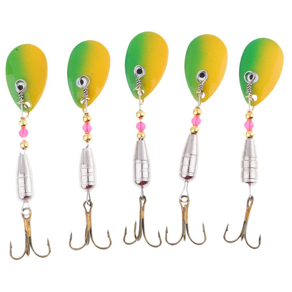 5pcs Spoon Sequin Fishing Lures Metal Artificial Fishing Hard Baits Hook