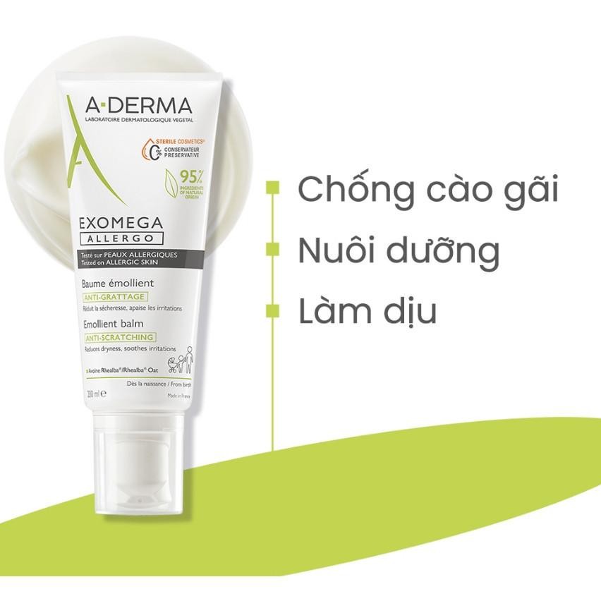 Kem dưỡng ẩm, giảm khô ngứa cho da rất khô A-Derma Exomega Allergo Emollient Balm 200ml