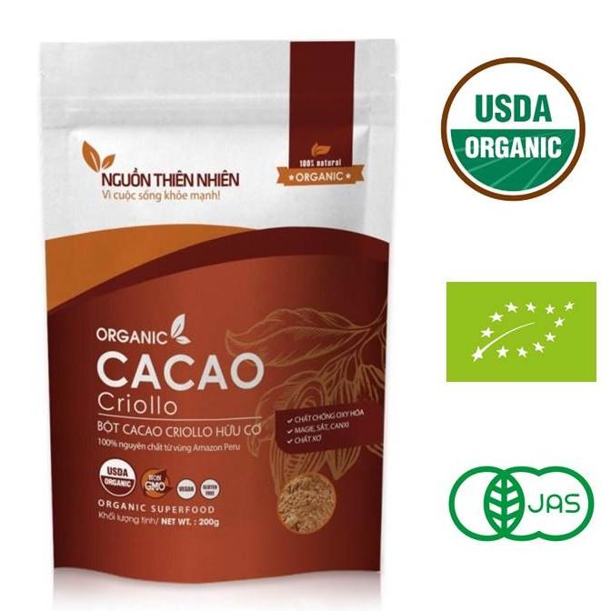 CACAO CRIOLLO HỮU CƠ NGUYÊN CHẤT PERU 200 G NGUỒN THIÊN NHIÊN