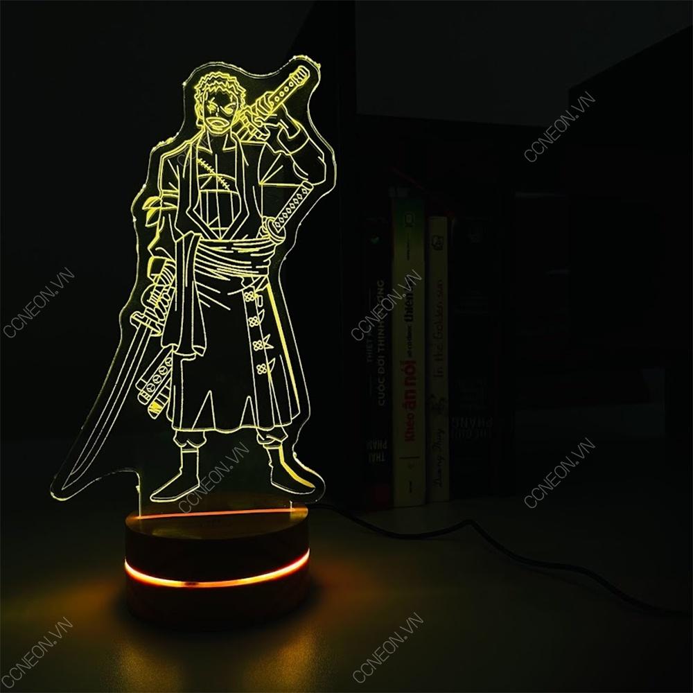 Đèn Led 3D Zoro Anime One Piece - Đèn Led 16 Màu Hình Nhân Vật Hoạt Hình, Đèn Ngủ Led 3d, Cảm Ứng , Điều Khiển Từ Xa