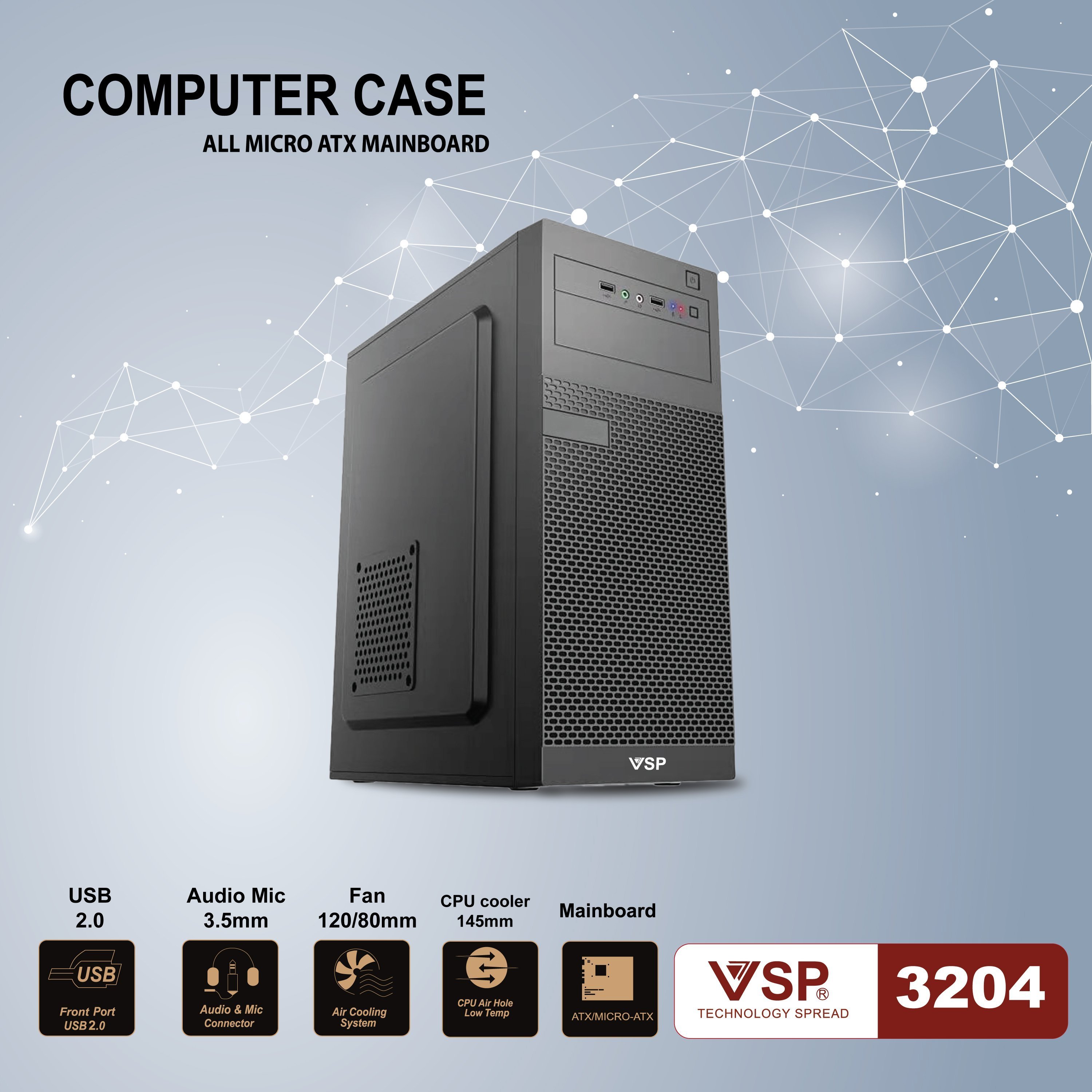 Case VSP 3204 (Chuẩn ATX) - Hàng nhập khẩu