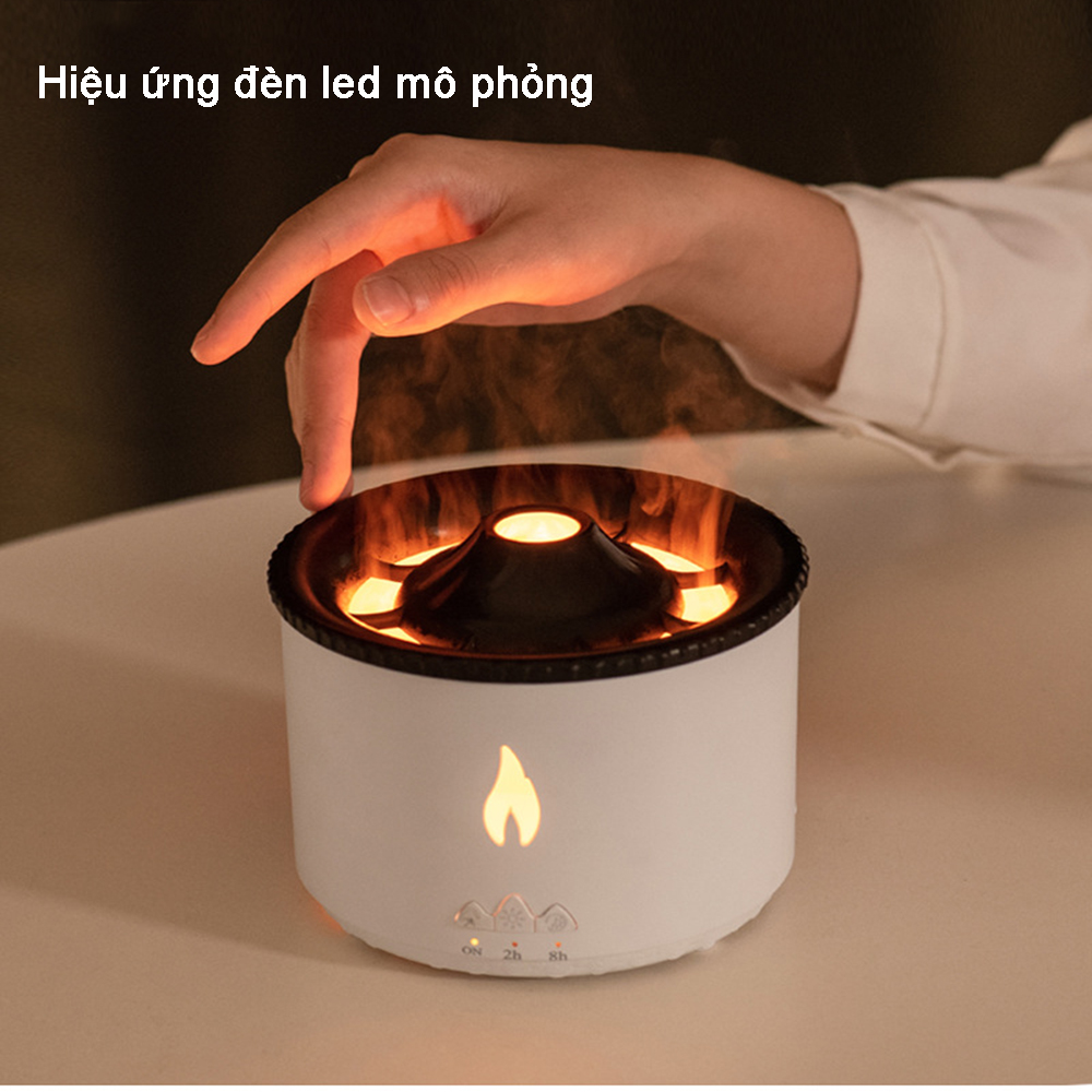 Máy khuyếch tán tinh dầu phun sương núi lửa không tiếng ồn với chức năng hẹn giờ, đèn led tạo hiệu ứng dung tích 360ml có remoss điều khiển