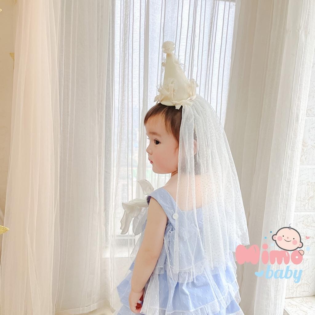 Bờm chóp đính voan lấp lánh, mũ cô dâu cho bé gái BD49 Mimo Baby