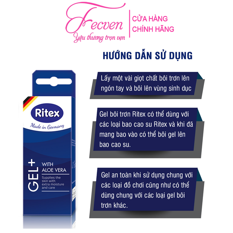 Gel Bôi Trơn Ritex Gel + Tinh Chất Lô Hội Giúp Cuộc Yêu Trơn Mượt, Tuýp 50ml Đức