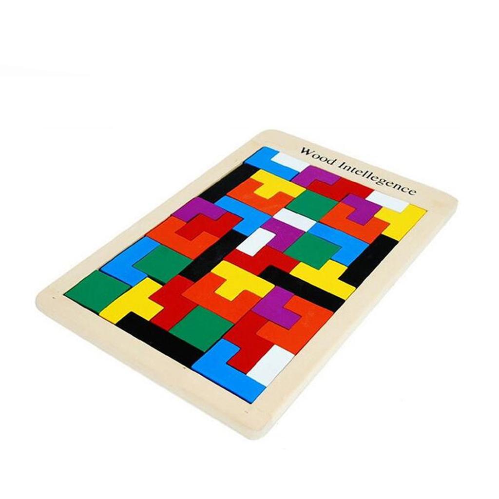 1 Set Montessori Tetris Wooden Puzzle 27x18x1cm Kids Training Toy