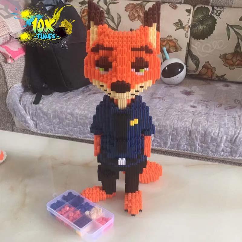 size 42 cm) mô hình lắp ráp 3d thỏ Juddy Hopps và cáo Nick dễ thương - set cáo thỏ 1