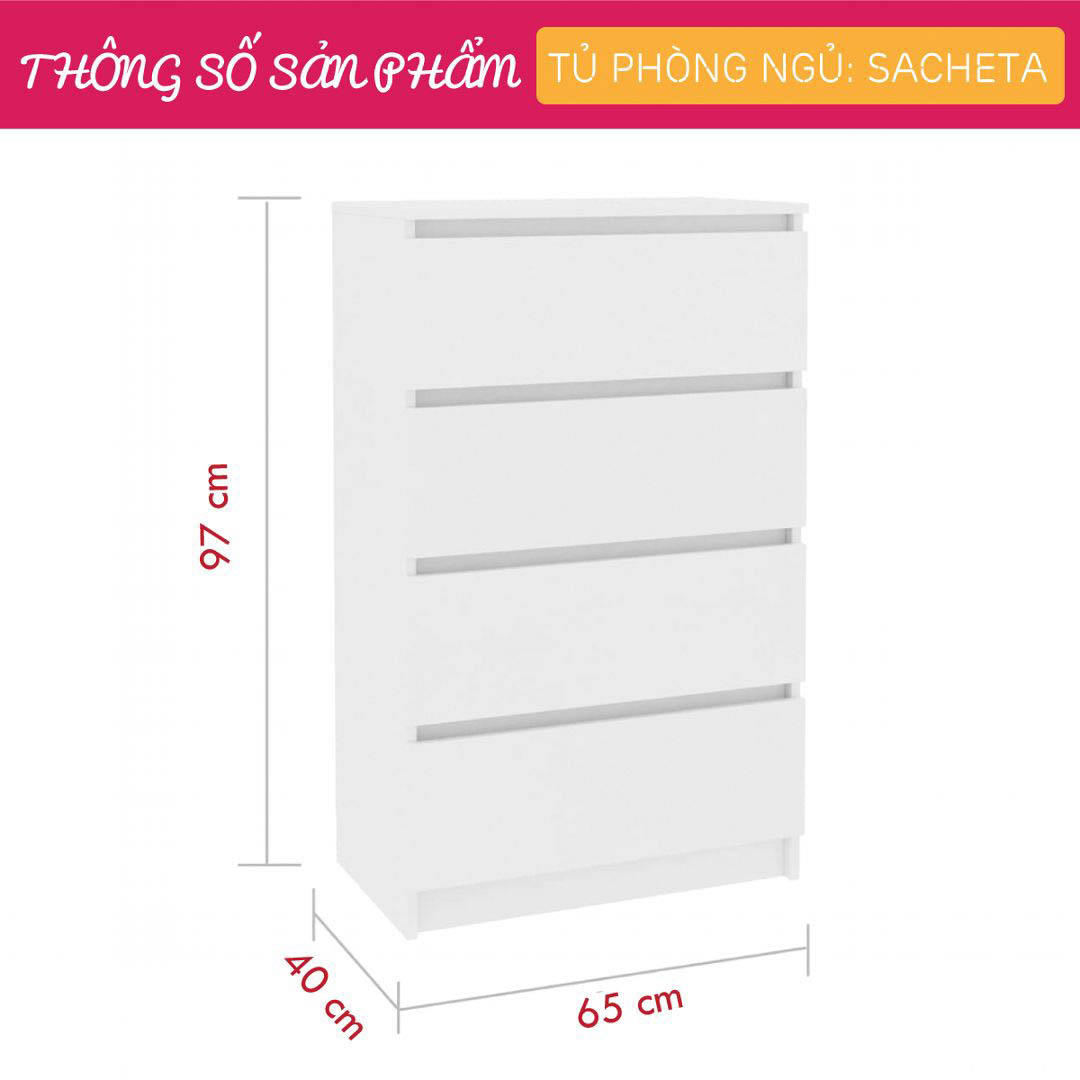Tủ phòng ngủ gỗ hiện đại SMLIFE Sacheta | Gỗ MDF dày 17mm chống ẩm | D65xR40xC97cm