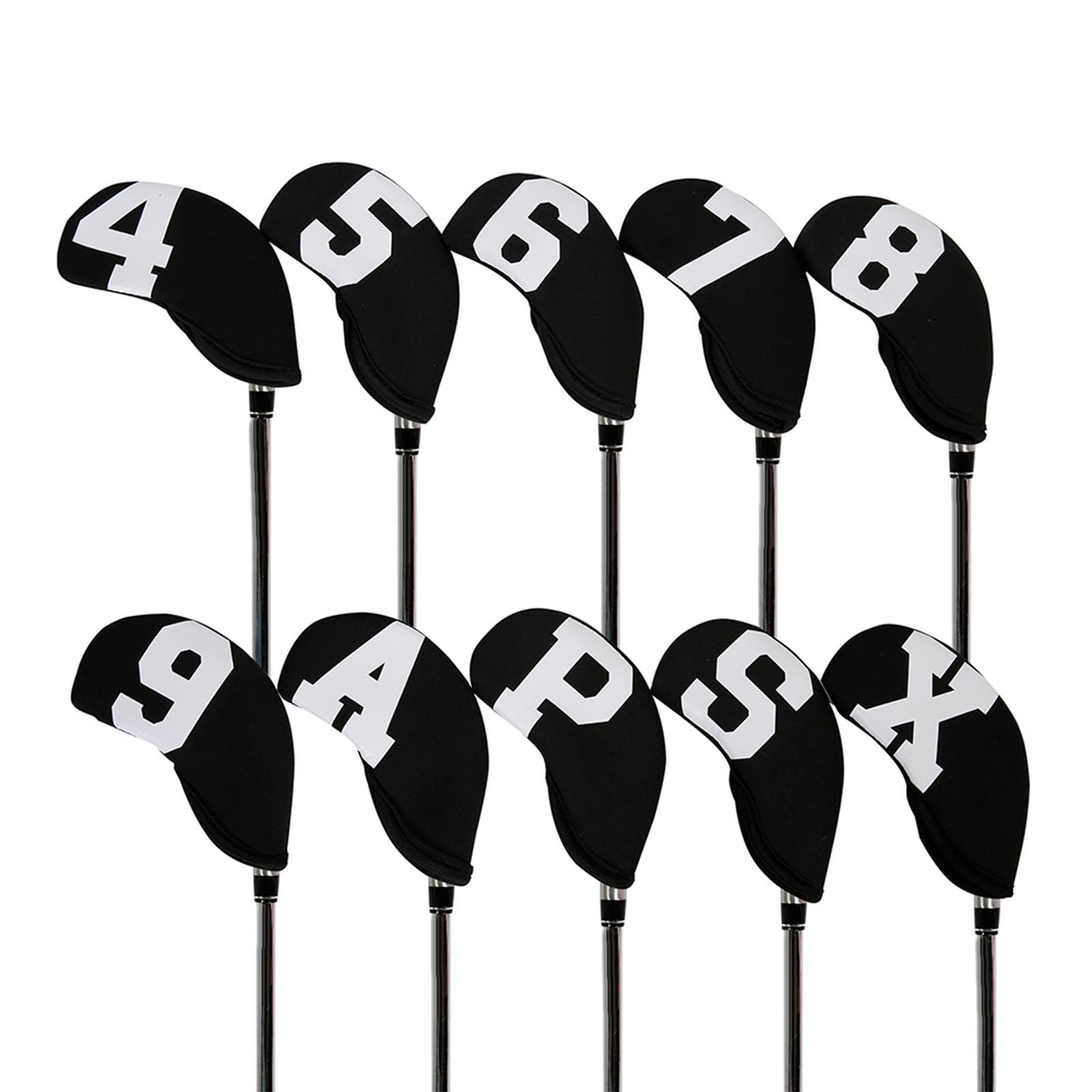 10Pcs Golf Iron Covers Set, Iron putter Club Head Covers for Golf Accessory