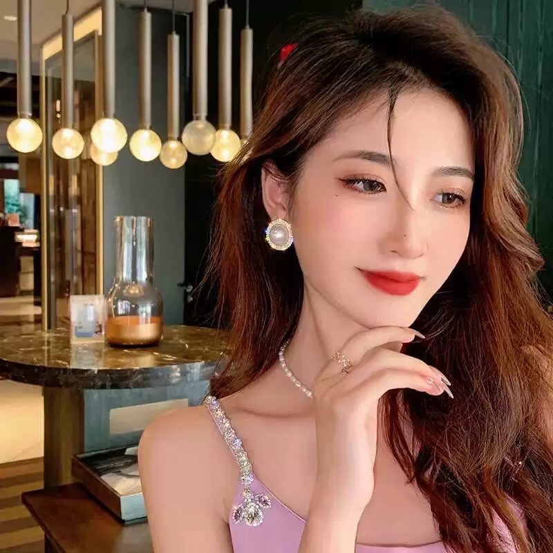 Bông Tai To Cao Cấp Đính Đá Sang Chảnh 925