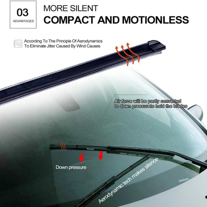 Bộ 2 thanh gạt nước mưa ô tô Nano mềm cao cấp xe Chevrolet, Daewoo: Cruze-Aveo-Captiva-Trax-Spark-Lacetti-Gentra...