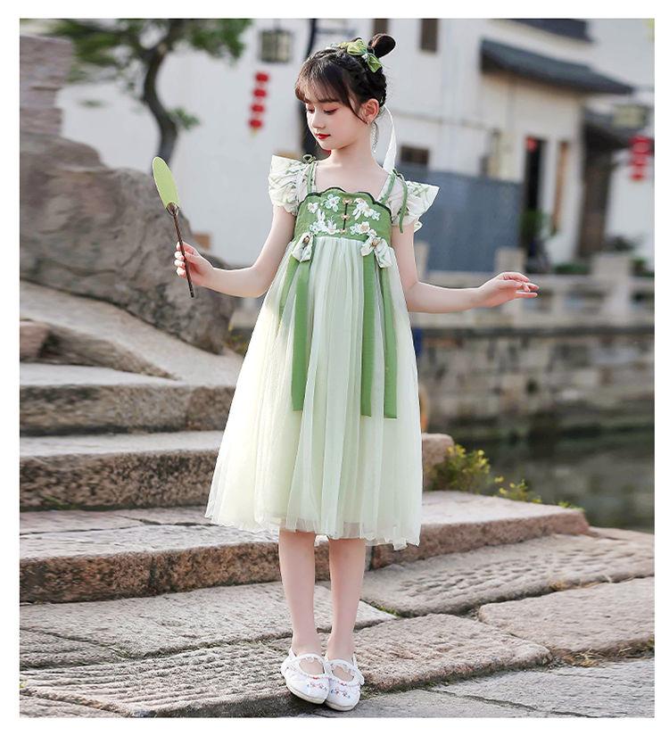 DONGSHOP HOT Trang phục mùa hè cổ điển của cô gái ăn mặc mùa hè 2023 váy trẻ em mùa hè cô gái lớn Đường ăn mặc mùa hè ngắn tay áo