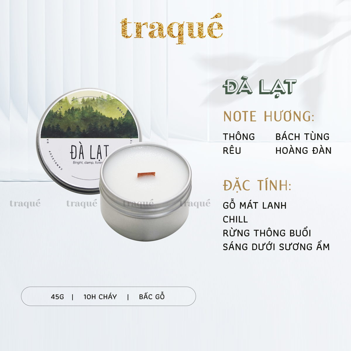 Nến thơm tinh dầu cao cấp không khói an toàn Candle Cup - Đà Lạt - XS - 45g (Hủ thiếc)