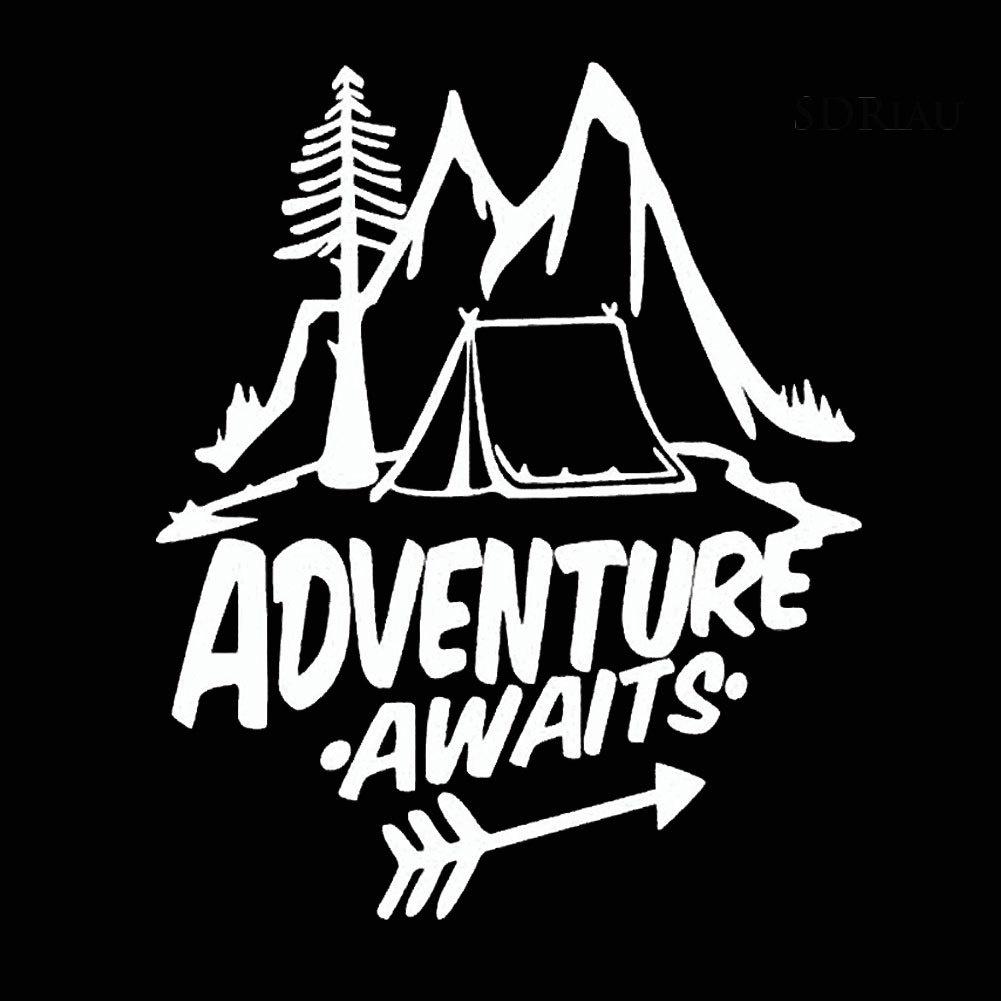 Miếng Dán Phản Quang Họa Tiết Adventure Awaits Tree Lều Núi Trang Trí Xe Hơi