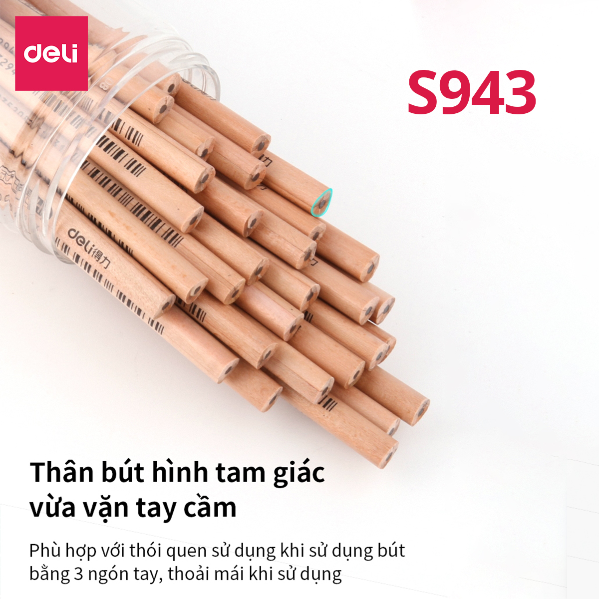  Bút chì lục giác/tam giác Deli - loại HB/2B - 30 chiếc/hộp - S941 / S943