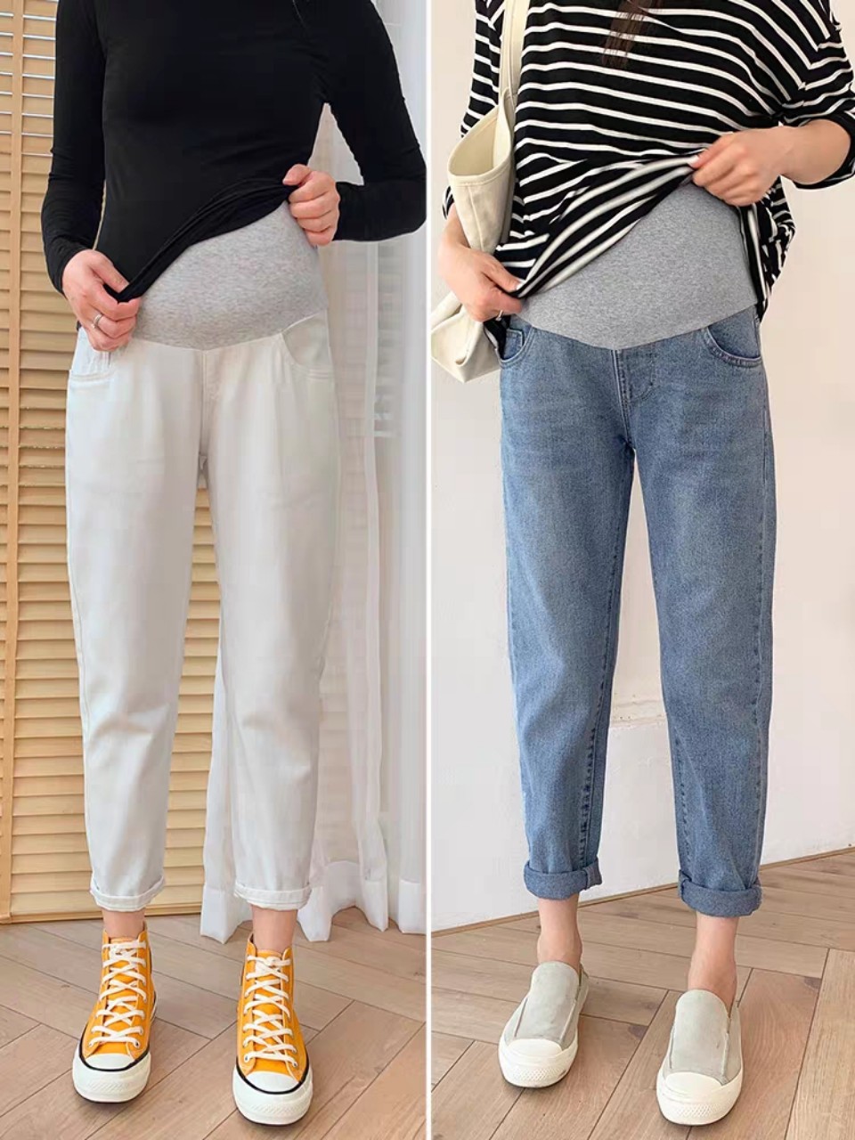 Quần baggy bầu jean bầu sáng màu sành điệu hàng qc 0416-036