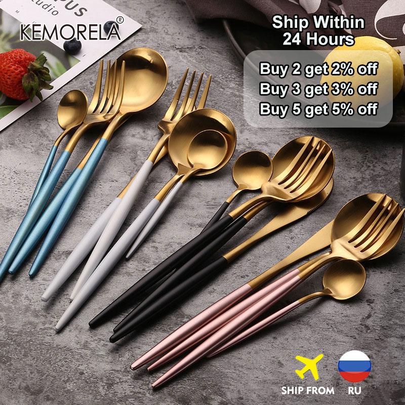 Bộ 3 Thìa Ăn Uống 304 Bộ Dao Kéo Hợp Kim Inox Bít Tết Bộ Dao Muỗng Nĩa Bộ Thìa Cà Phê Tinh Phẳng Bằng Bộ Đồ Ăn Nhà Bếp Kiềng Bạc